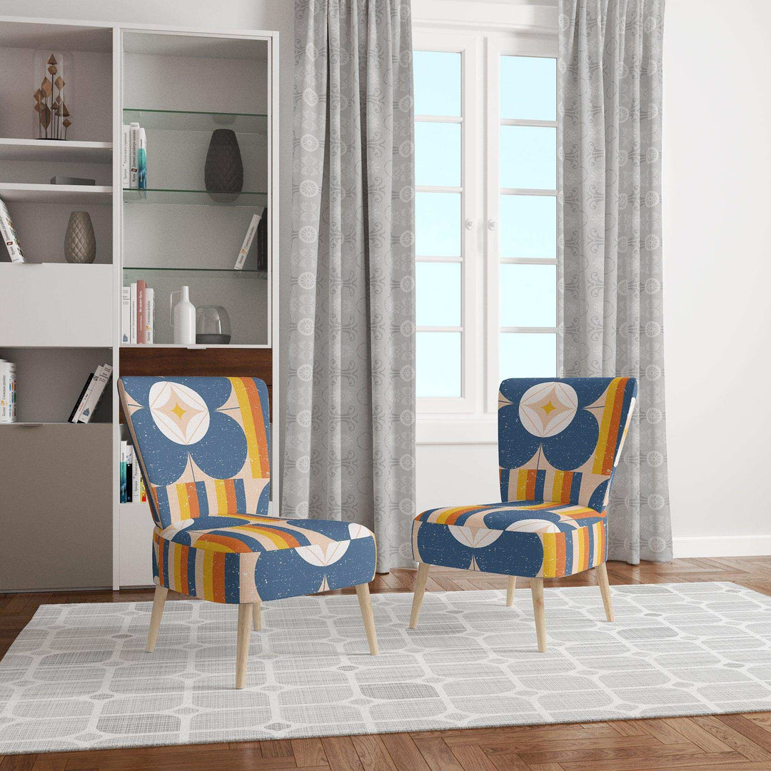 Retro Floral Pattern XI Mid-Century Accent Chair