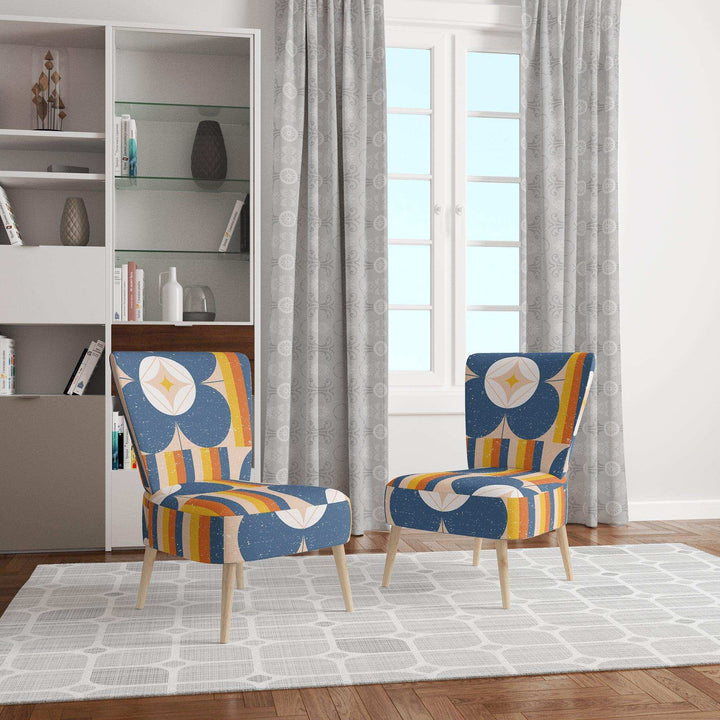 Retro Floral Pattern XI Mid-Century Accent Chair