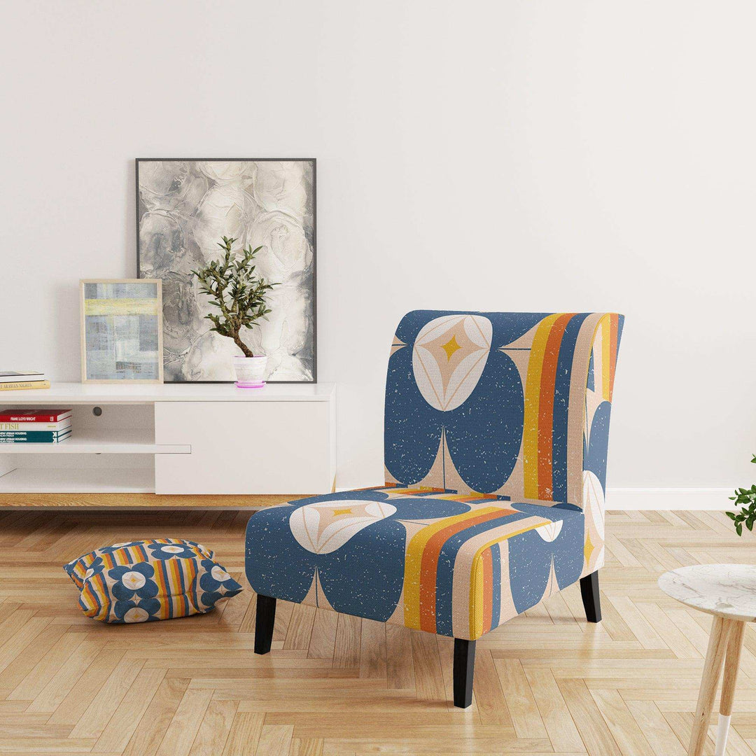 Retro Floral Pattern XI Mid-Century Accent Chair