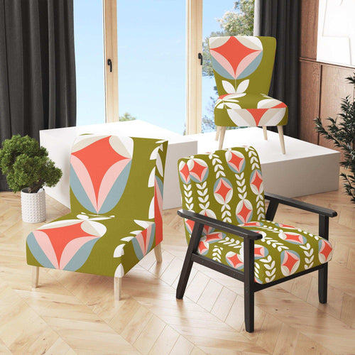 Retro Botanical Pattern I - Mid-Century Modern Accent Chair