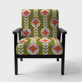 Retro Botanical Pattern I Mid-Century Accent Chair