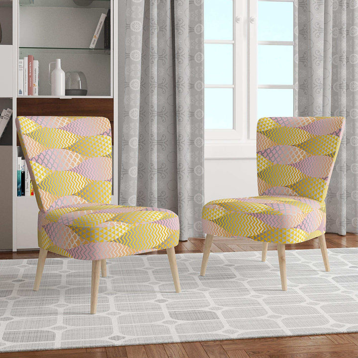 Golden Geometrical Fish Scale Mid-Century Accent Chair