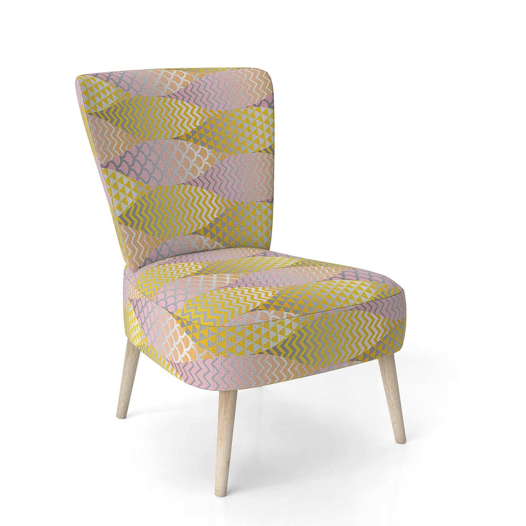 Golden Geometrical Fish Scale Mid-Century Accent Chair