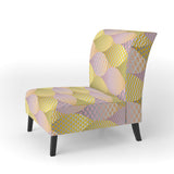 Golden Geometrical Fish Scale Mid-Century Accent Chair