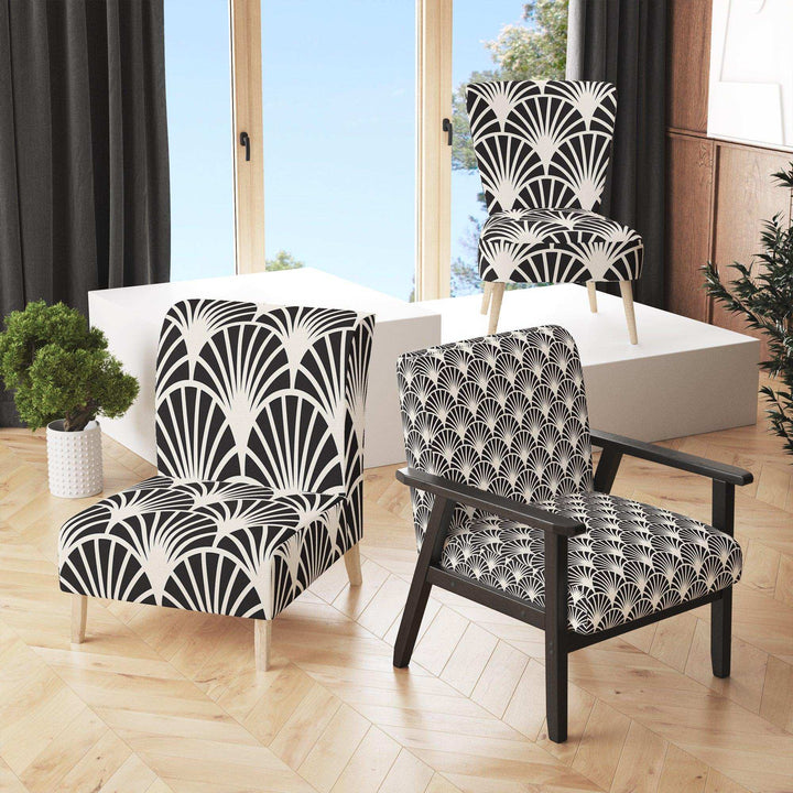 Retro Deco Waves I Mid-Century Accent Chair