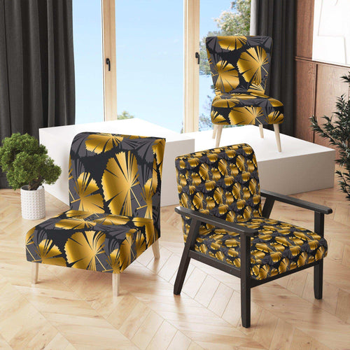 Golden Palm Leaves III Mid-Century Accent Chair
