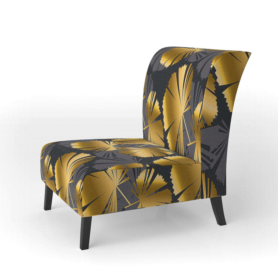 Golden Palm Leaves III Mid-Century Accent Chair
