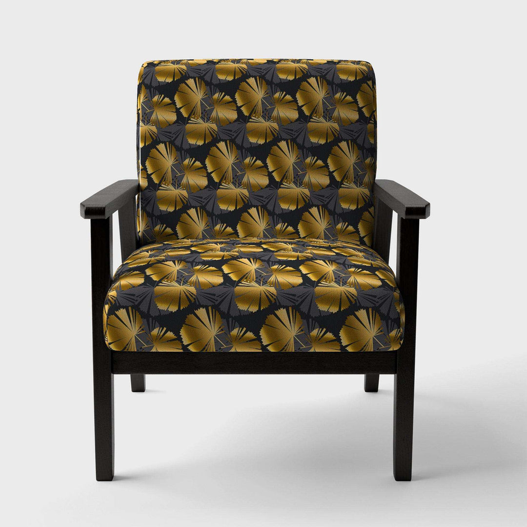 Golden Palm Leaves III Mid-Century Accent Chair