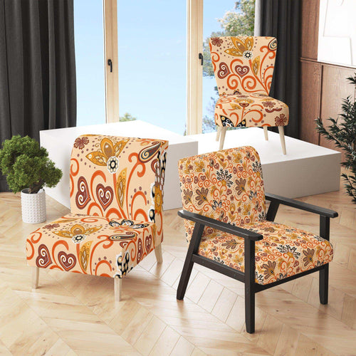 Retro Indian Floral Batik III - Mid-Century Modern Accent Chair