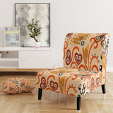 Retro Indian Floral Batik III Mid-Century Accent Chair