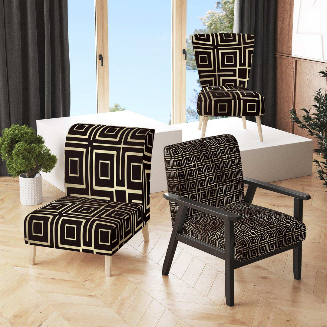 Golden Luxury Metallic Geometrics XII Mid-Century Accent Chair