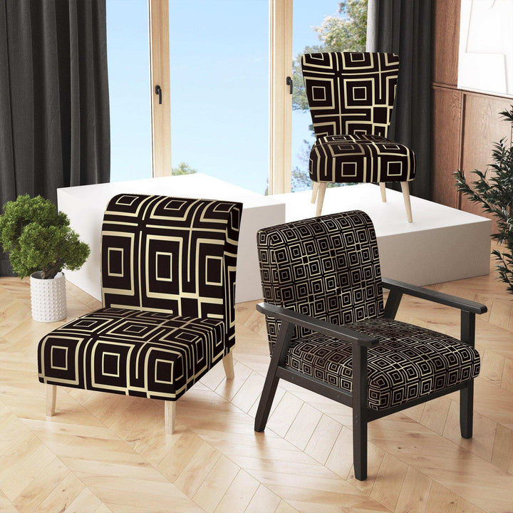 Golden Luxury Metallic Geometrics XII Mid-Century Accent Chair