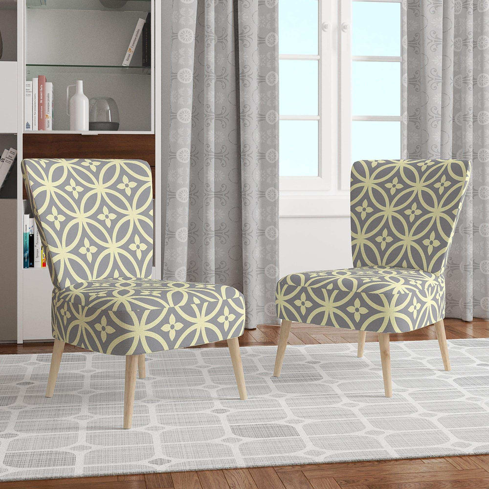 Retro Ornamental Pattern II Mid-Century Accent Chair