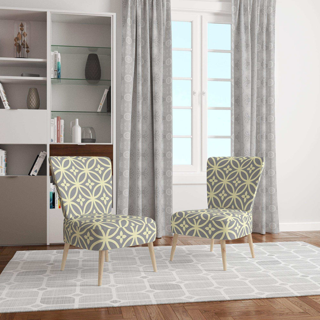 Retro Ornamental Pattern II Mid-Century Accent Chair