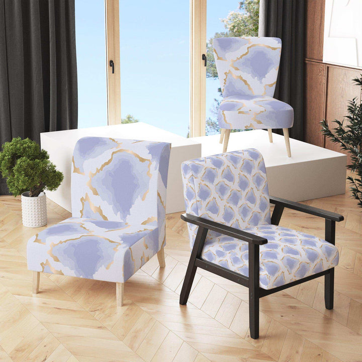 Pastel blue and gold abstract shapes pattern Mid-Century Accent Chair