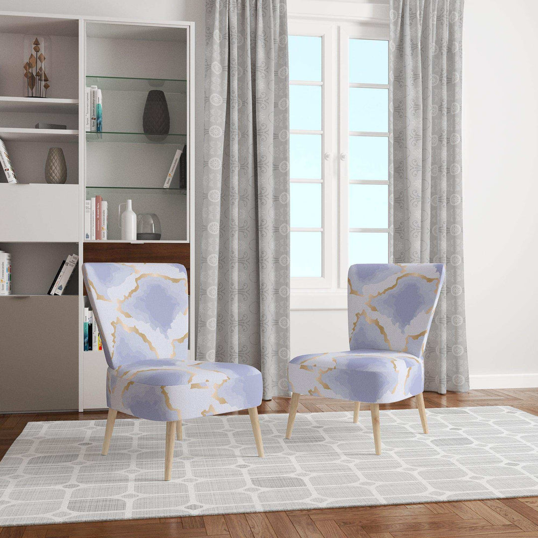 Pastel blue and gold abstract shapes pattern Mid-Century Accent Chair