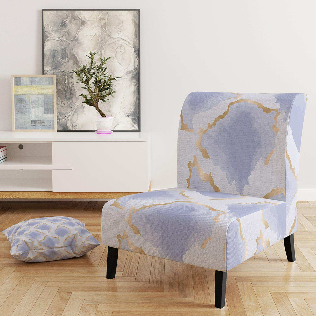 Pastel blue and gold abstract shapes pattern Mid-Century Accent Chair