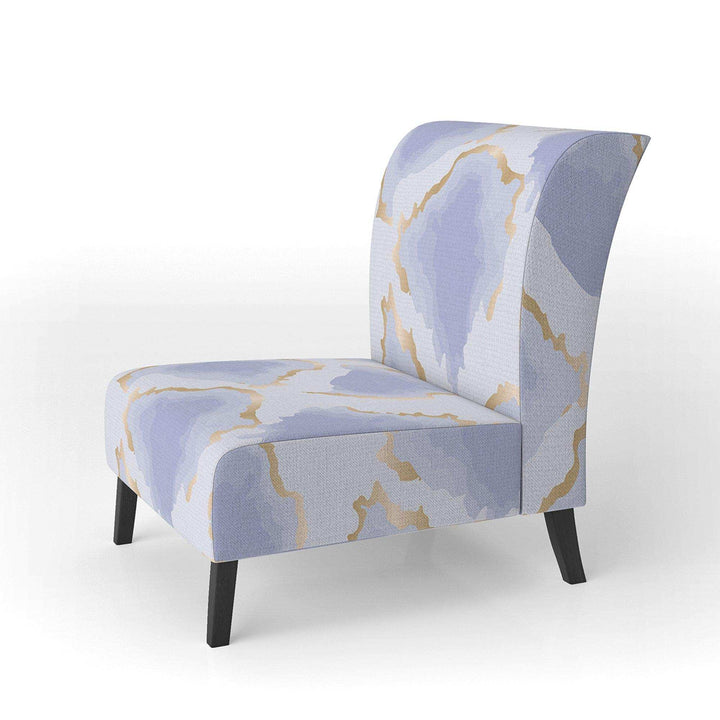Pastel blue and gold abstract shapes pattern Mid-Century Accent Chair