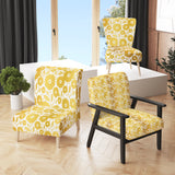 Golden Floral I Mid-Century Accent Chair