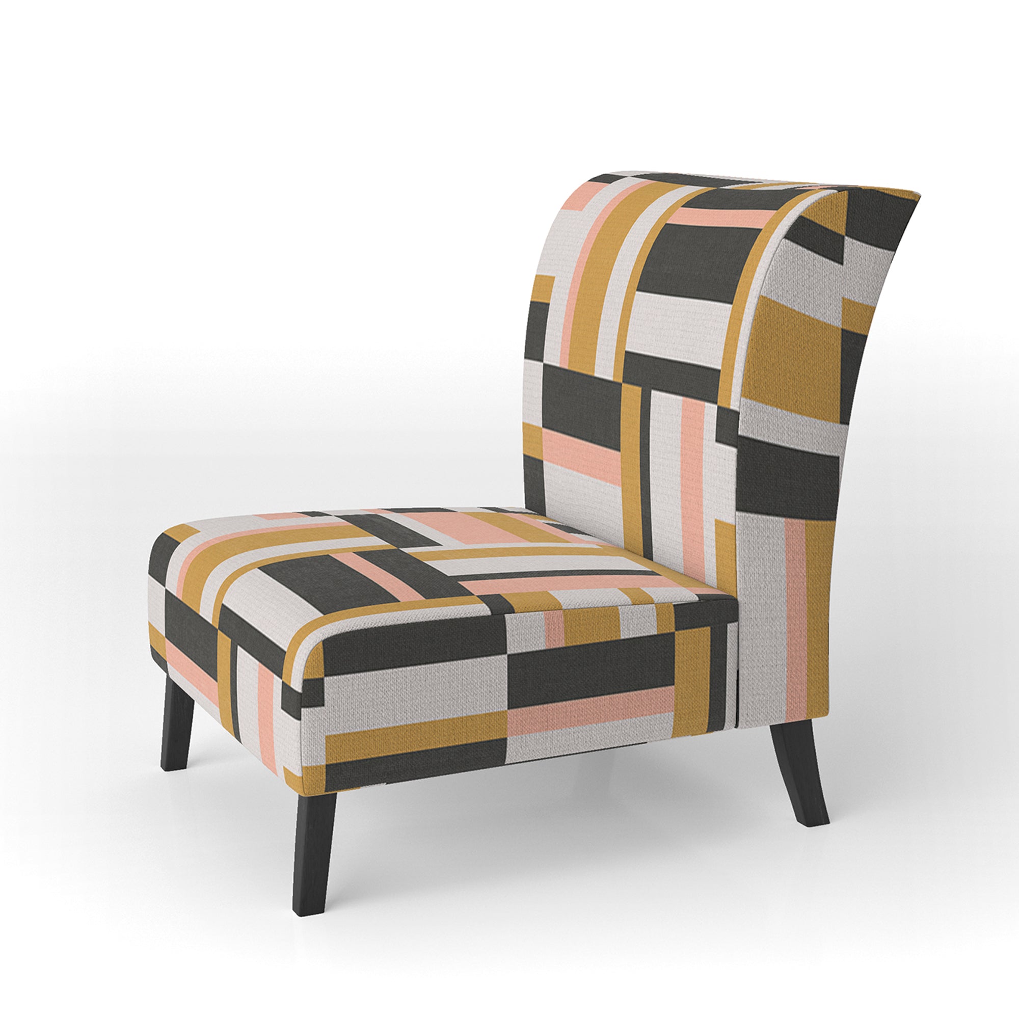 Abstract Retro Geometric IX Mid-Century Accent Chair Slipper Chair