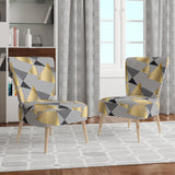 Retro Luxury Waves In Gold And Blue VI Mid-Century Accent Chair