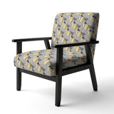 Retro Luxury Waves In Gold And Blue VI Mid-Century Accent Chair