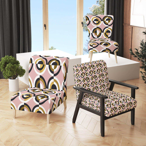 Abstract Geometric Circular Retro I - Glam Accent Chair