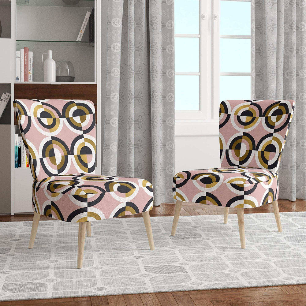 Abstract Geometric Circular Retro I Mid-Century Accent Chair Side Chair