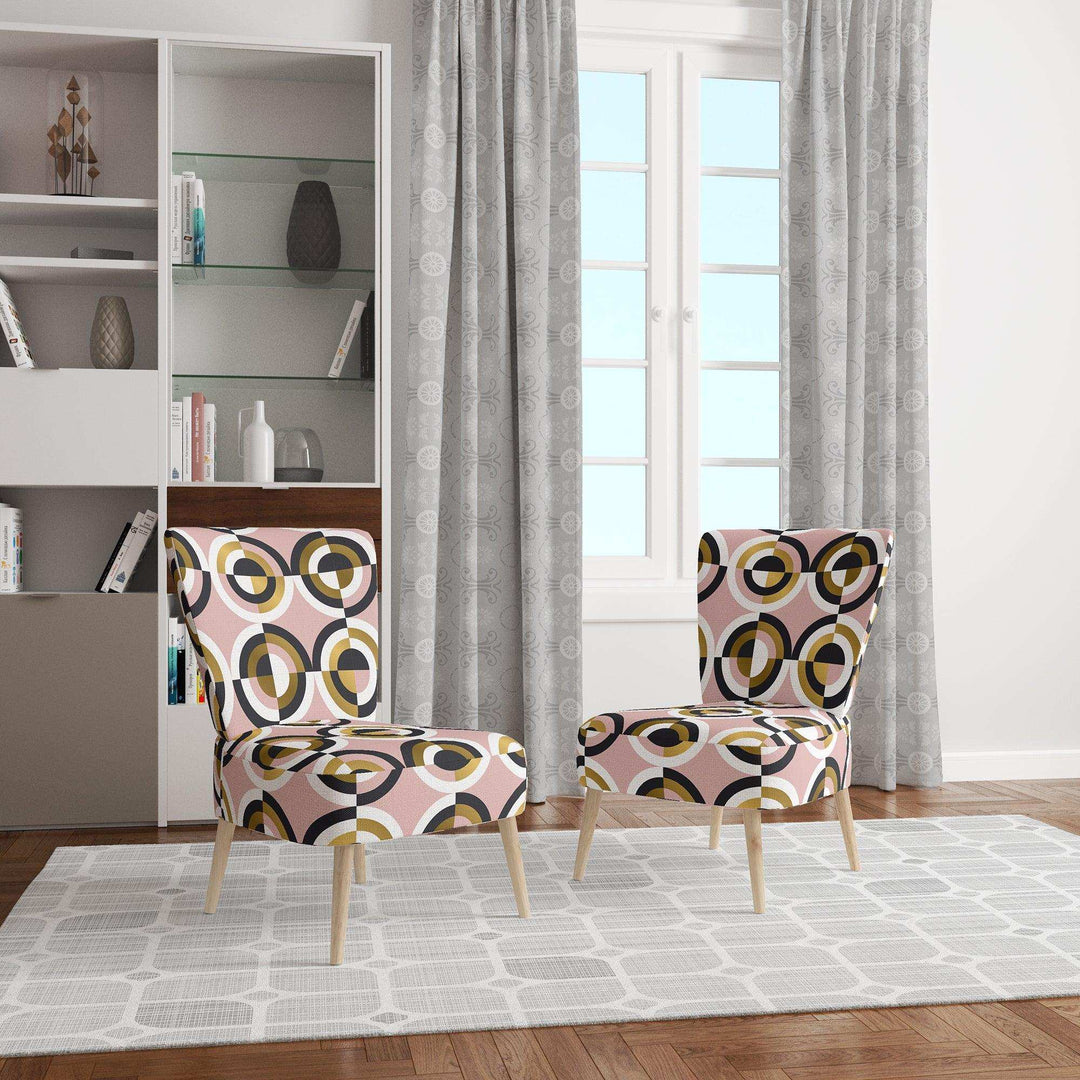 Abstract Geometric Circular Retro I Mid-Century Accent Chair Side Chair