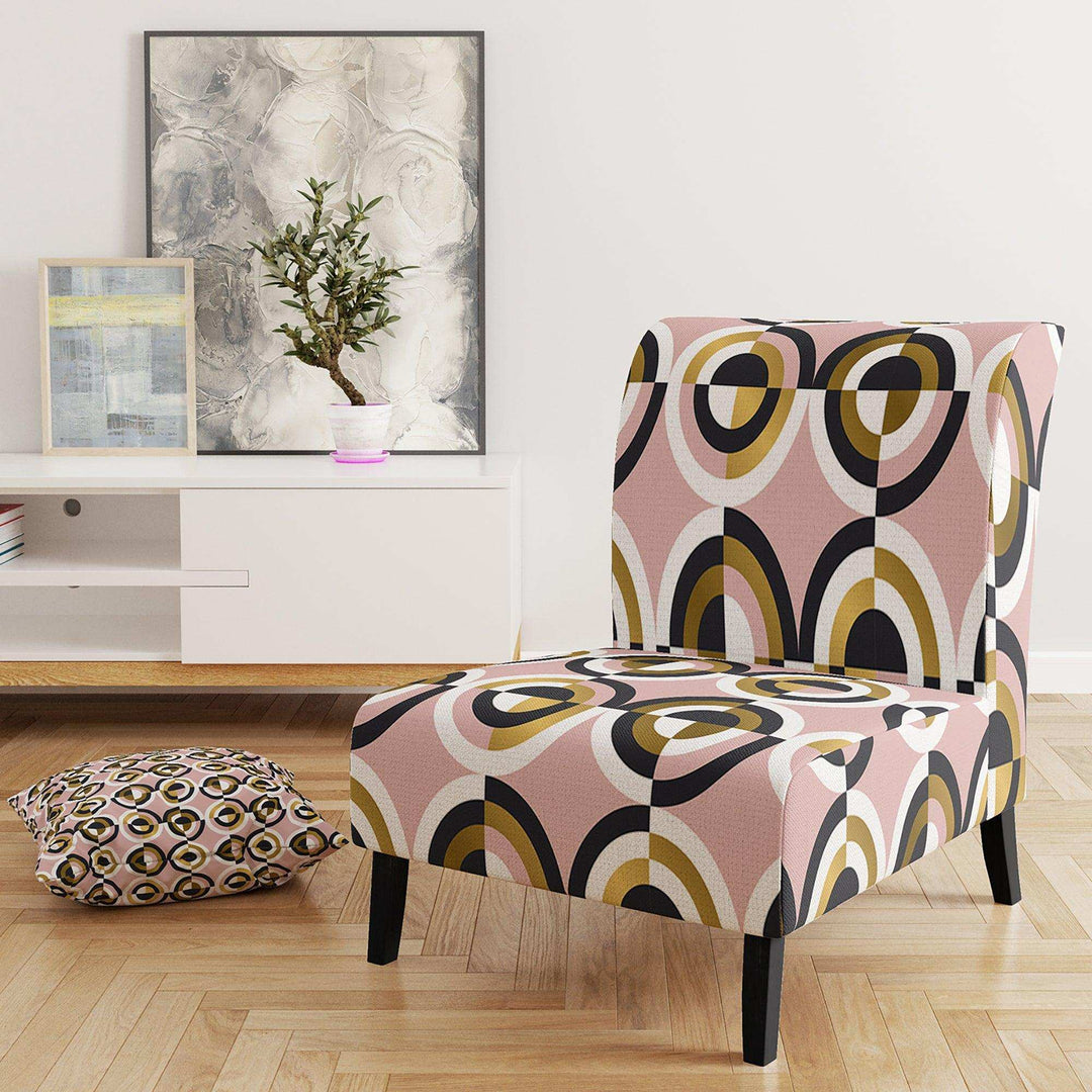 Abstract Geometric Circular Retro I Mid-Century Accent Chair Slipper Chair