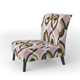 Abstract Geometric Circular Retro I Mid-Century Accent Chair Slipper Chair