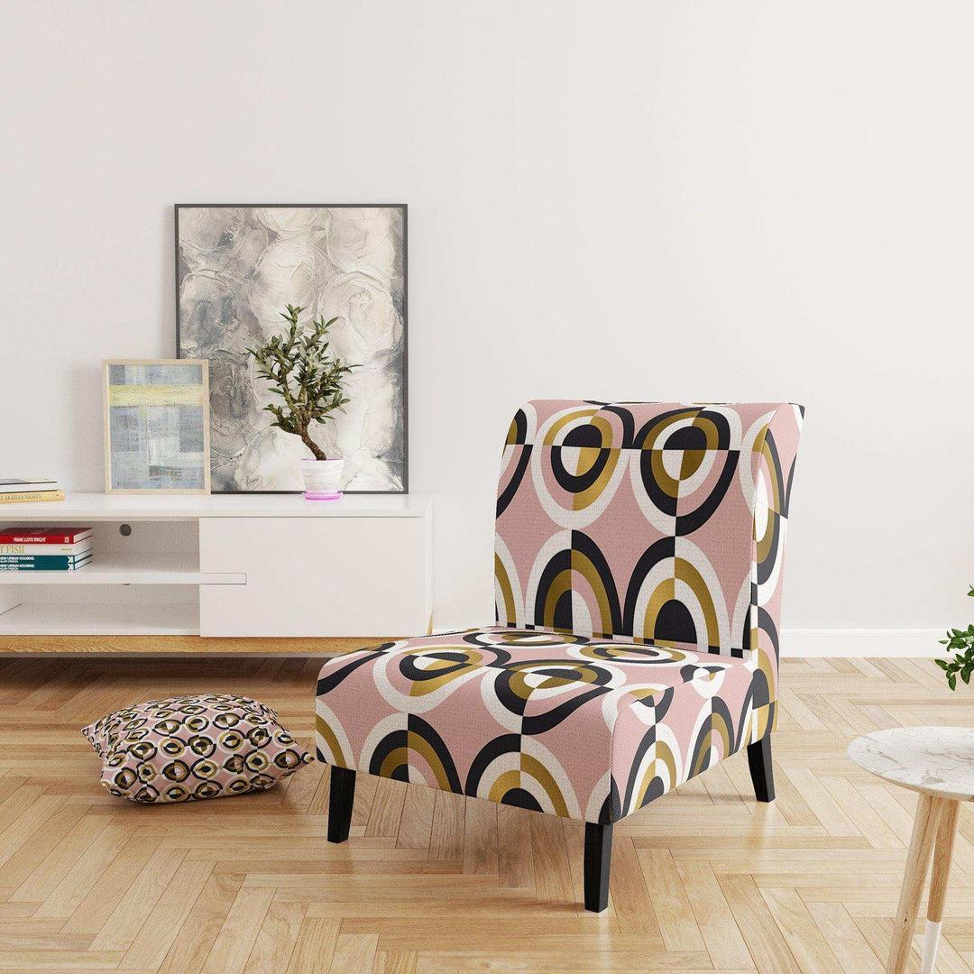 Abstract Geometric Circular Retro I Mid-Century Accent Chair Slipper Chair