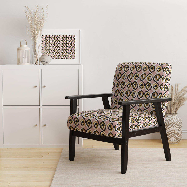 Abstract Geometric Circular Retro I Mid-Century Accent Chair Arm Chair