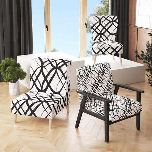 Monochrome Geometric Pattern III - Modern & Contemporary Accent Chair