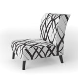 Monochrome Geometric Pattern III Mid-Century Accent Chair