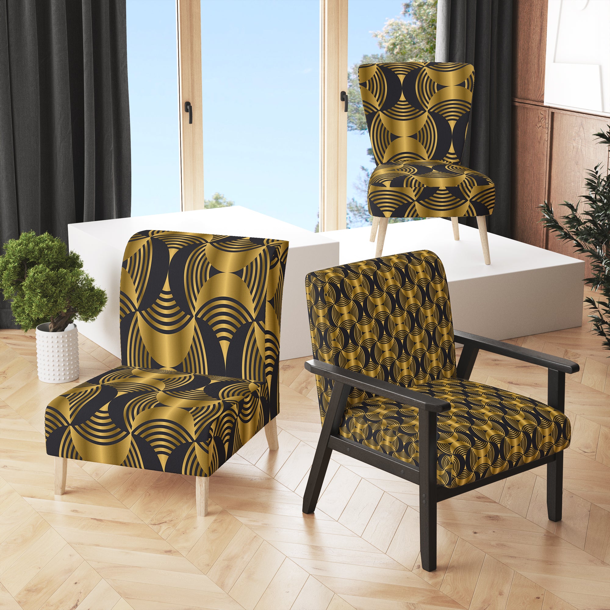 Deco style modern pattern Mid-Century Accent Chair