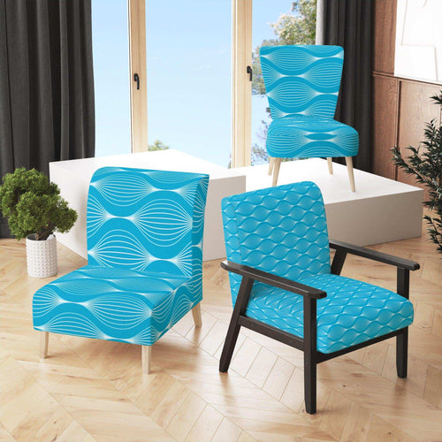 Light Blue Wave Pattern - Mid-Century Modern Accent Chair