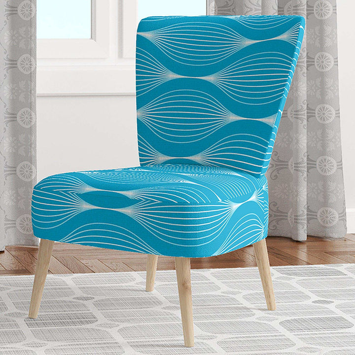 Light Blue Wave pattern Mid-Century Accent Chair