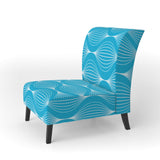 Light Blue Wave pattern Mid-Century Accent Chair