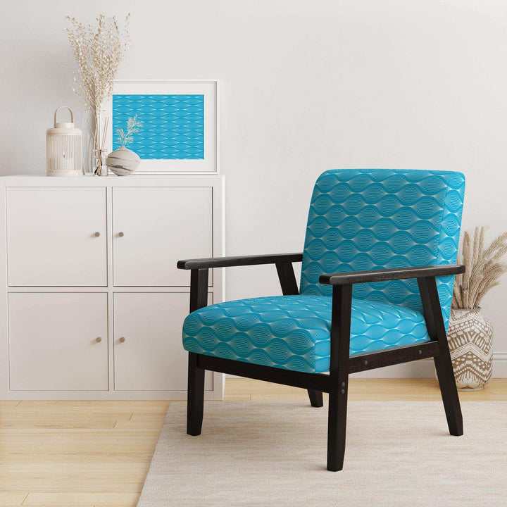 Light Blue Wave pattern Mid-Century Accent Chair