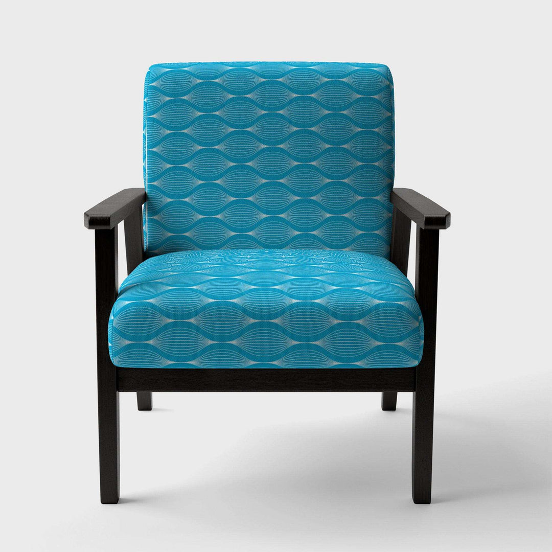 Light Blue Wave pattern Mid-Century Accent Chair
