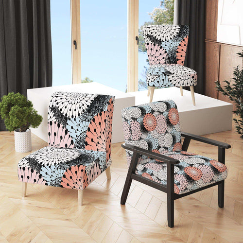 Retro Abstract Flower Design I - Mid-Century Modern Accent Chair