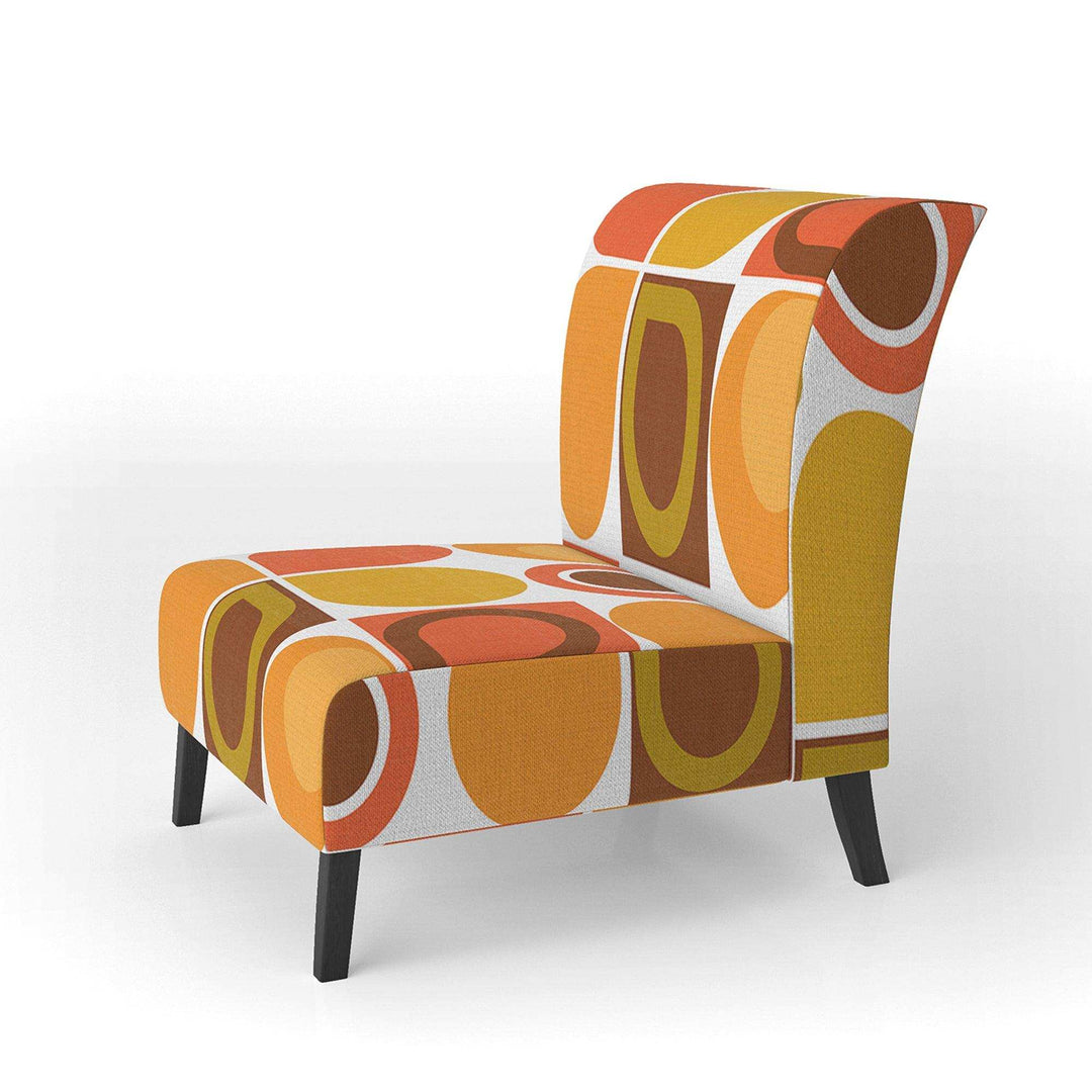 Abstract Retro Geometric Pattern VI Mid-Century Accent Chair Slipper Chair