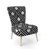 Monochrome Geometric Pattern II Mid-Century Accent Chair