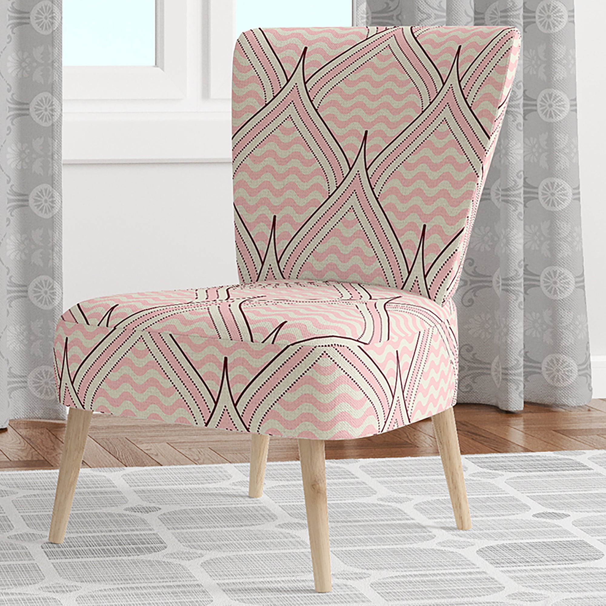 Retro Ornament With Decorative Elements Mid-Century Accent Chair