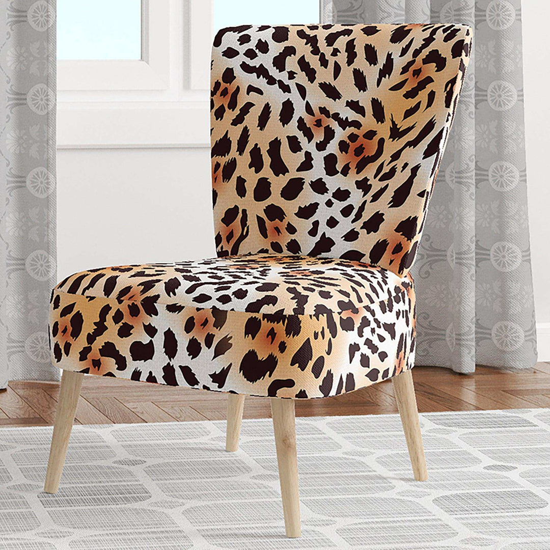 Leopard Fur Safari II Mid-Century Accent Chair