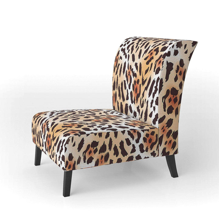 Leopard Fur Safari II Mid-Century Accent Chair