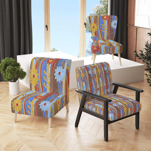 Floral Retro Pattern III - Mid-Century Modern Accent Chair