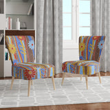 Floral Retro Pattern III Mid-Century Accent Chair
