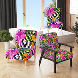 Tropical Foliage And Geometrics Mid-Century Accent Chair